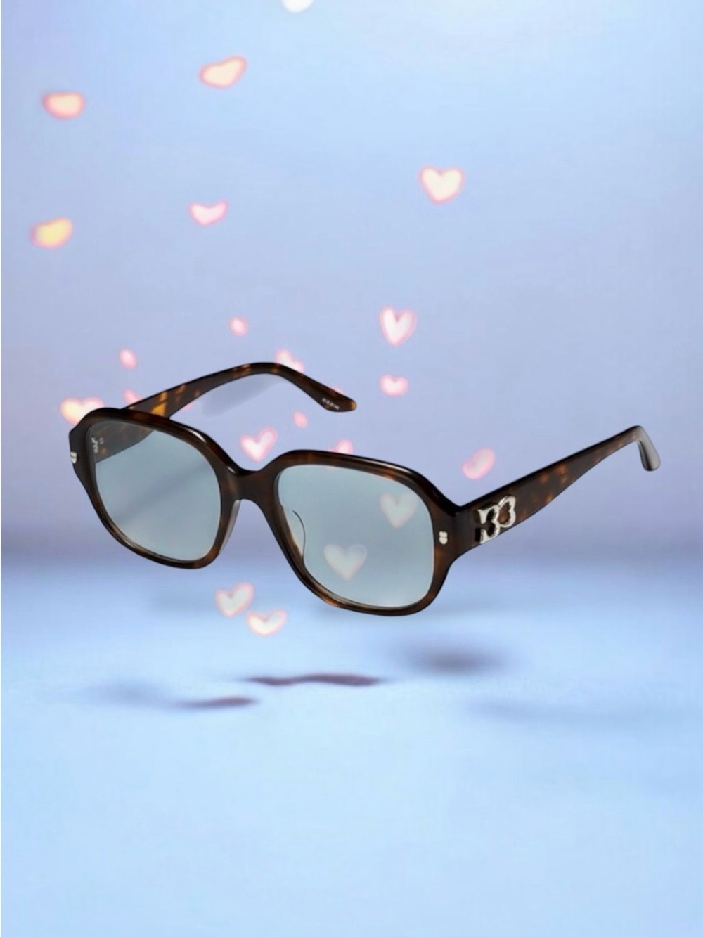 🆕💞PUBLIC BEACON Transparent Lenses Blue-Gray Tint Tortoise Acetate Frame UNISEX